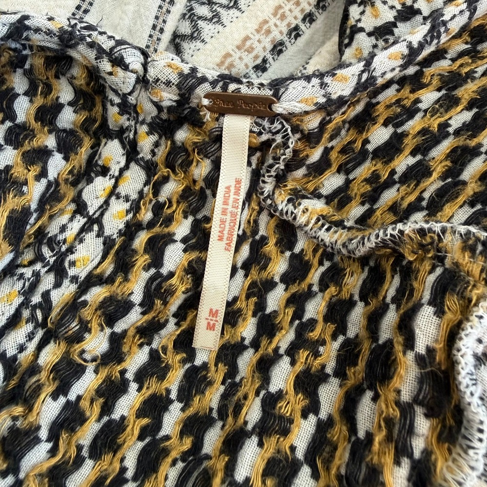Free People Runnin On A Dream Boho Peasant Blouse M Cotton Bell Sleeve Festival - Picture 11 of 15
